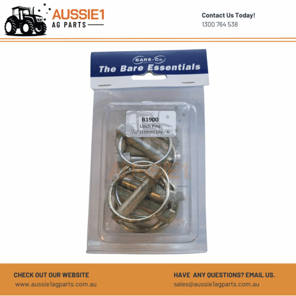 Pack of 6 Linch Pins - 7/16" (11mm) x 32mm - B1900