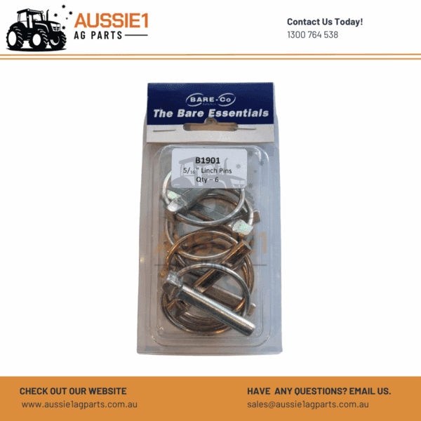 Pack of 6 Linch Pins - 5/16" (8mm x 32mm) - B1901