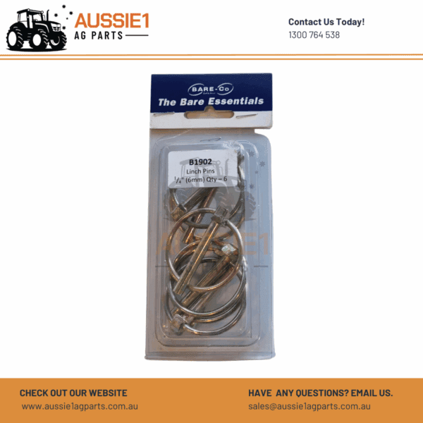 Pack of 6 Linch Pins 1/4" (6mm) x  - B1902