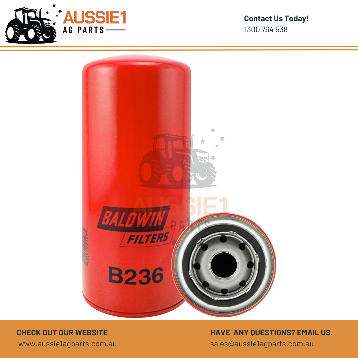 Baldwin Full-Flow Spin-on Lube or Hydraulic Filter B236 (A44081, 1173430, AZ22878)