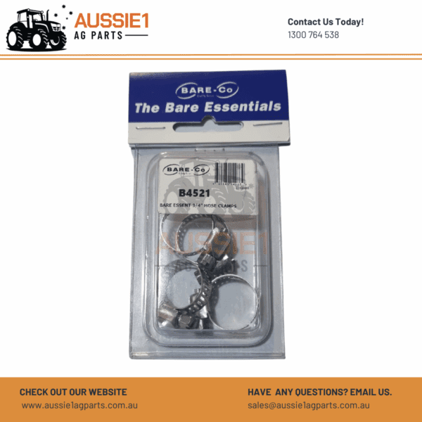 Pack of 4 Full Stainless Steele Hose Clamps 7/16" - 3/4" (11-19mm) - B4521