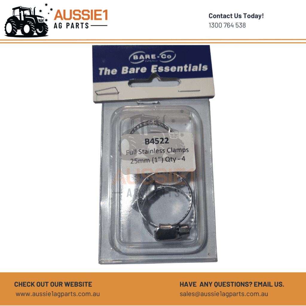 Pack of 4 Full Stainless Steel Hose Clamps 9/16" - 1" (14-27mm) - B4522