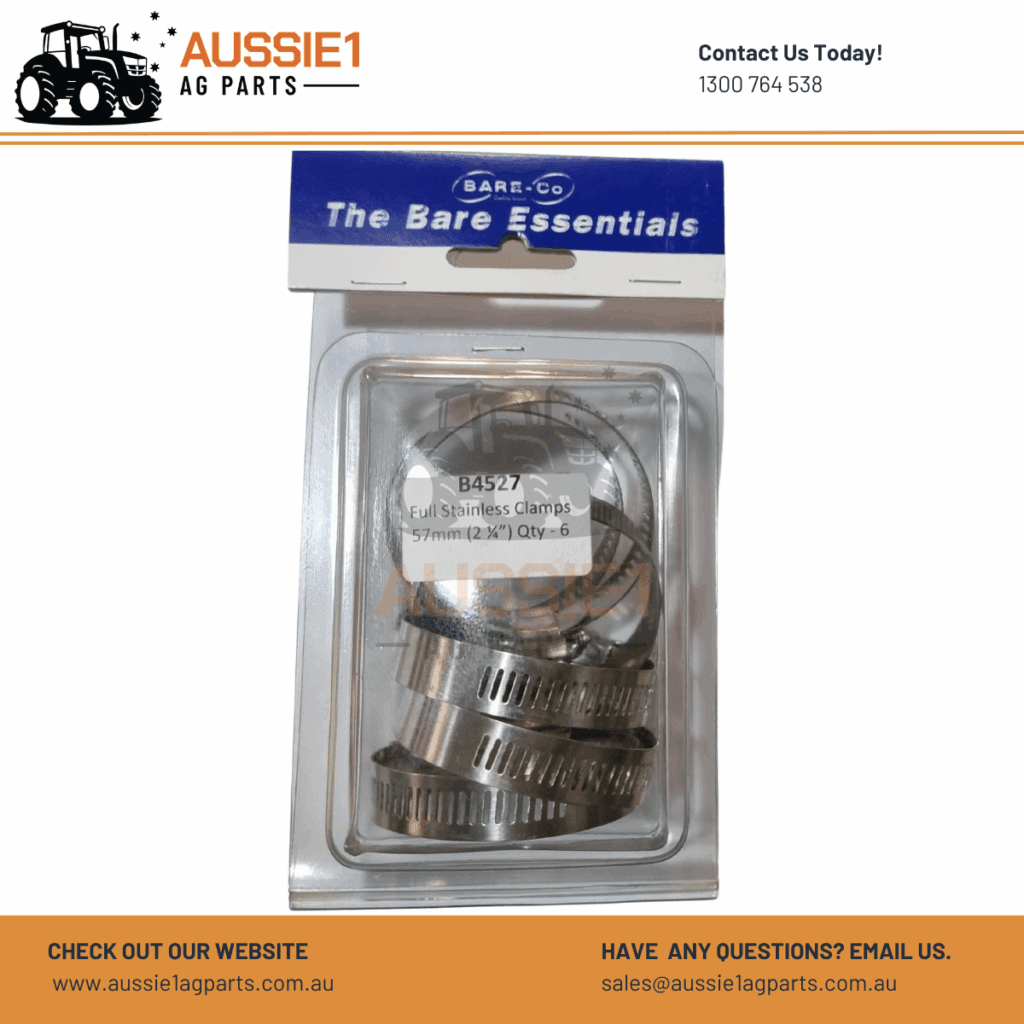 Pack of 6 Full Stainless Steel Hose Clamps 1 1/4" - 2 1/4" (32-57mm) - B4527