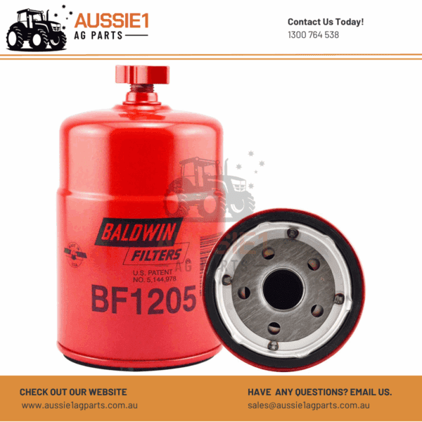 Baldwin Primary Fuel/water Separator Spin-on with Drain BF1205 (E7HZ-9N184-B, E8HT-9J288-AA)