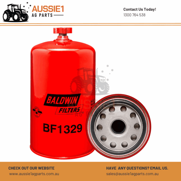 Baldwin Spin-on Fuel/Water Separator with Drain BF1329 (R90P, RE500186, 84211170)