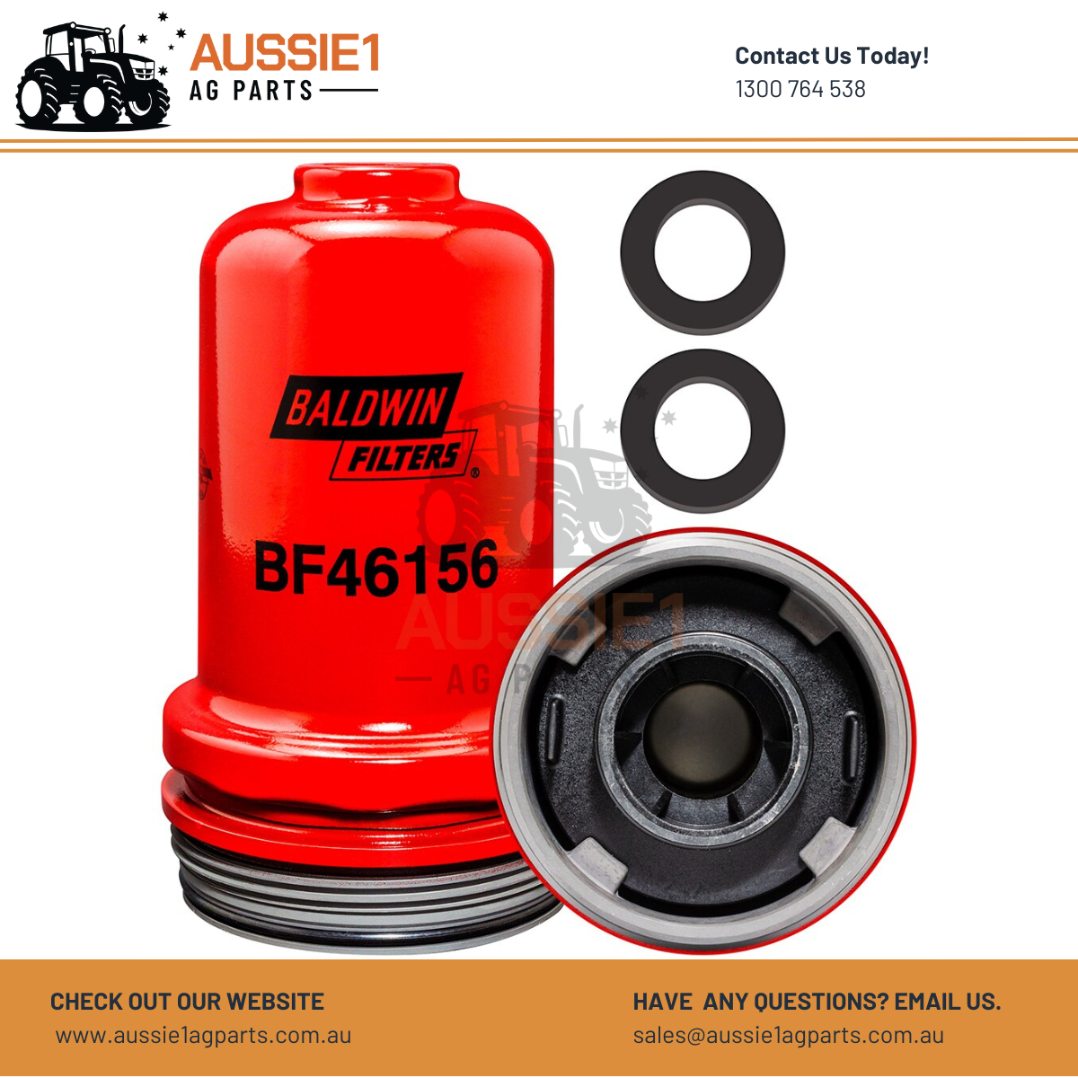 Baldwin Spin-on Fuel Filter with Open Port BF46156 (DZ115391, RE551507)