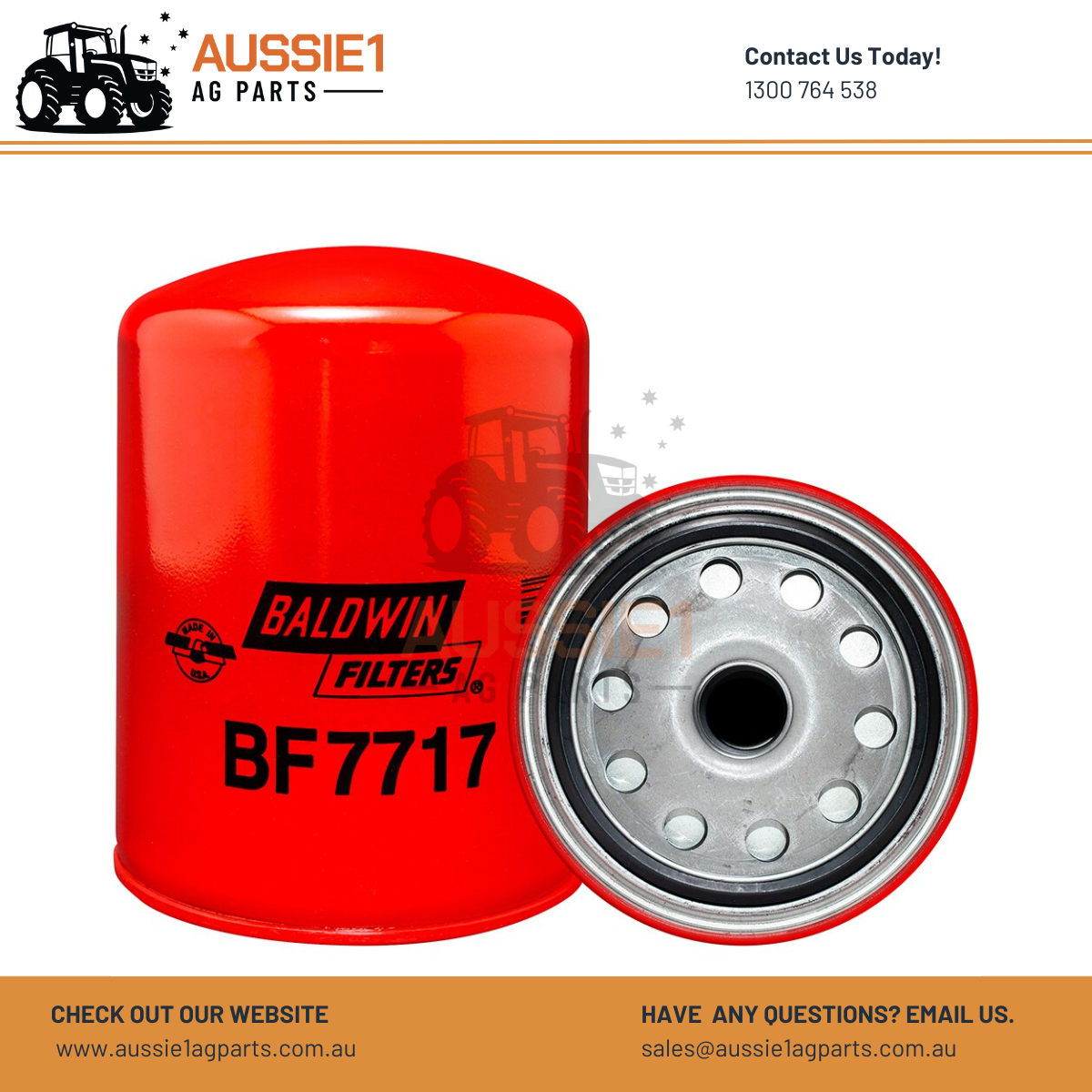 Baldwin Secondary Spin-on Fuel Filter BF7717 (RE502204, RE506428)