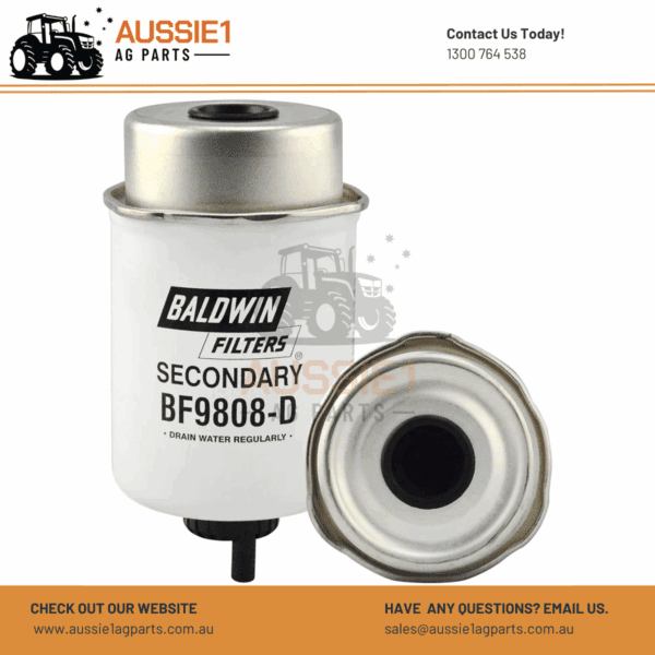 Baldwin Secondary Fuel Filter with Drain BF9808-D (RE526557, 37013, FS19978)