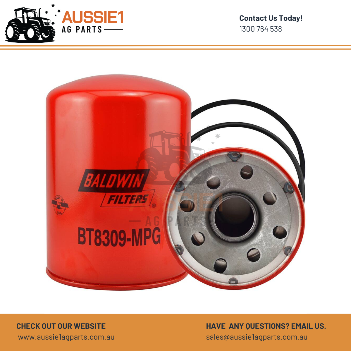 Baldwin Maximum Performance Glass Spin-on Hydraulic Filter BT8309-MPG (AT100973, RE45864, 9826688)