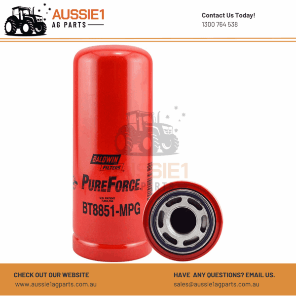 Baldwin Maximum Performance Glass Spin-on Hydraulic Filter BT8851-MPG (303506819, RE47313, 89821387)