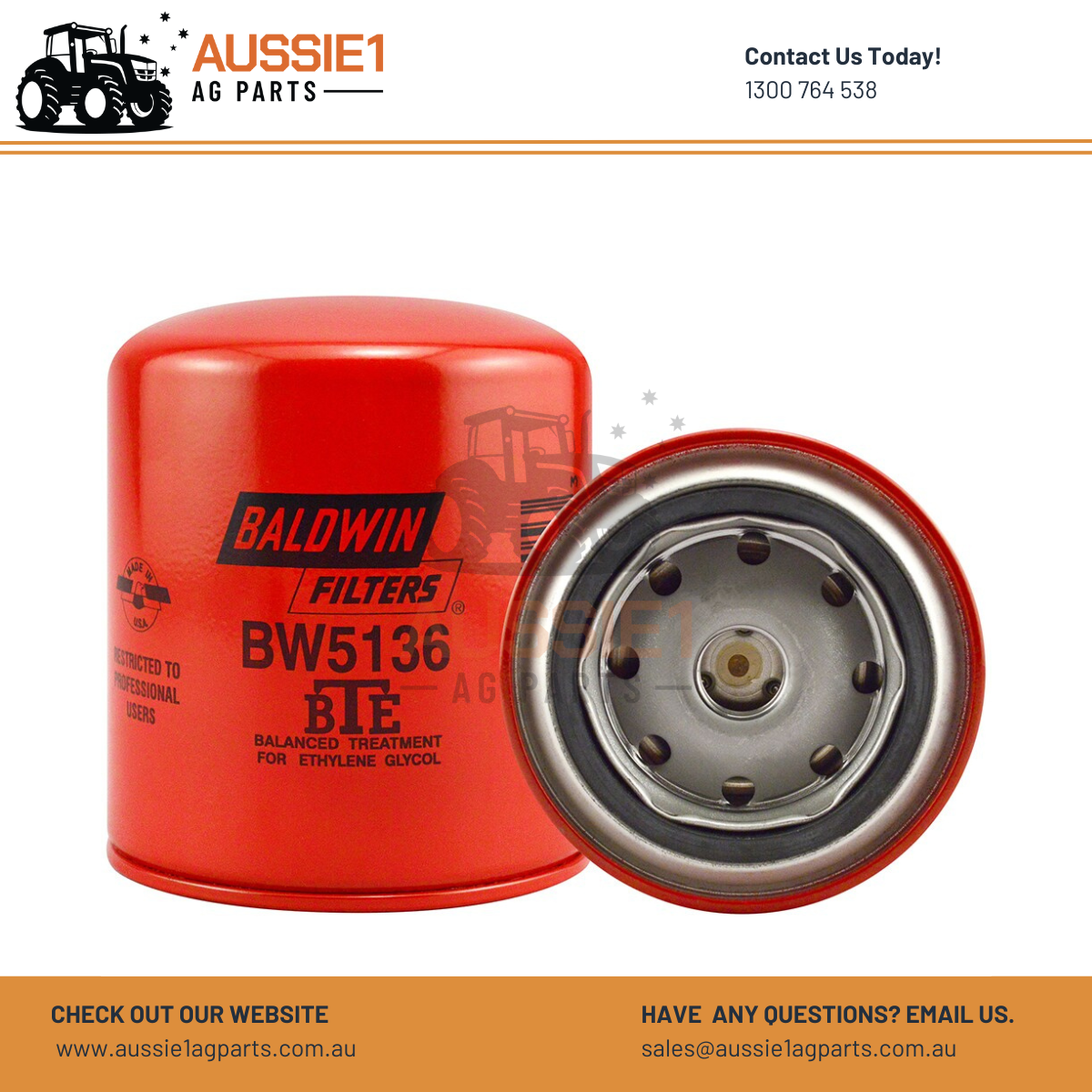 Baldwin Spin-on Coolant Filter with BTE Formula BW5136 (40290892, A151931, 7E6014, E7HZ-8A424-C, AR89381, 600-411-1190)