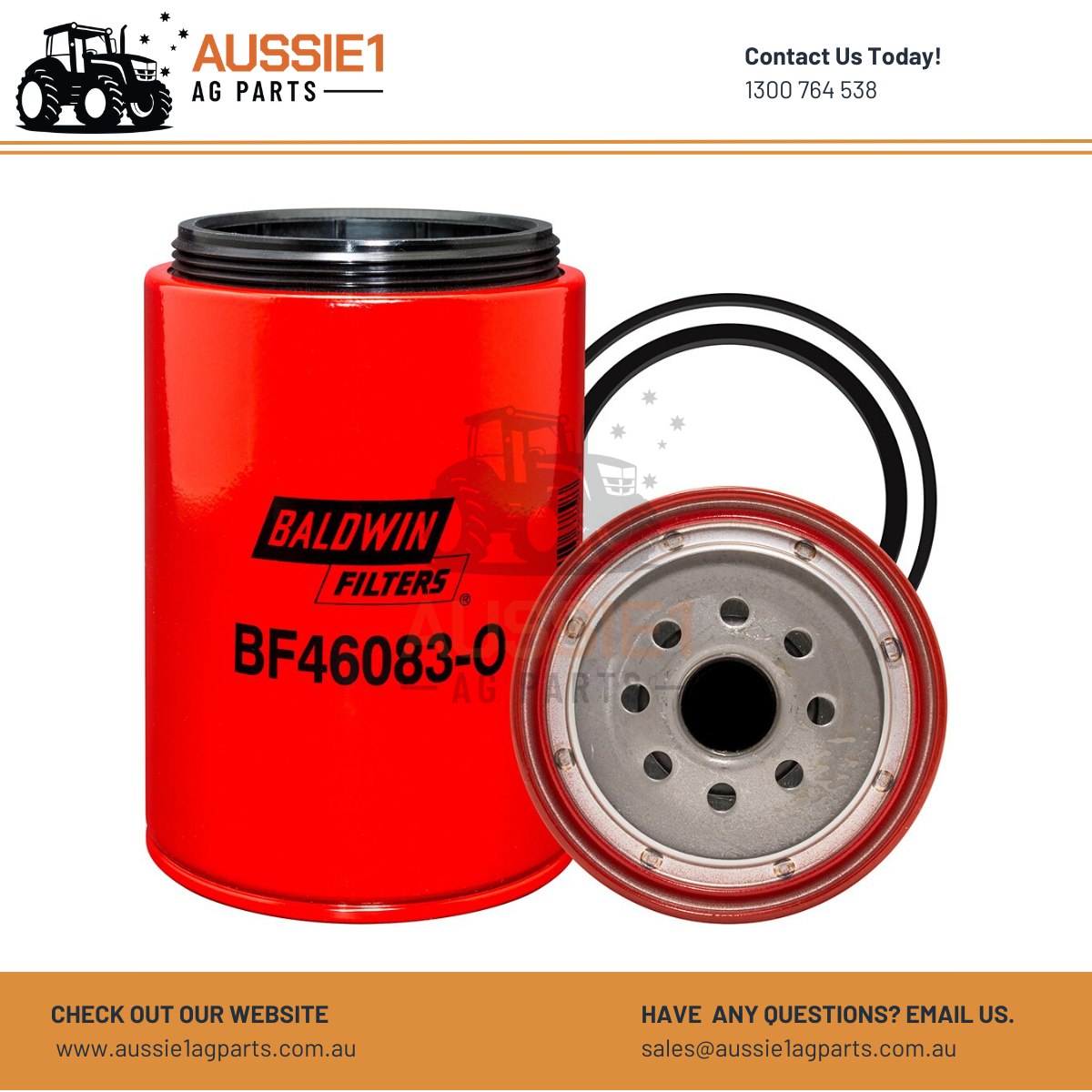 Baldwin BF46083-O Spin-on Fuel Filter with Open End for Bowl (RE500186, 1393640)